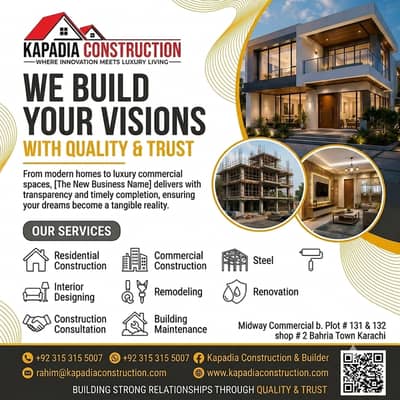 Residential & Commercial Construction Services  & Designing in Karachi