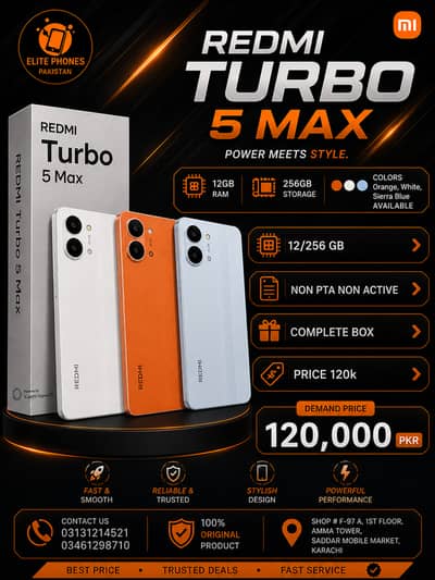 Redmi Turbo 5 Max | 12GB/256GB | complete box | non PTA | non active