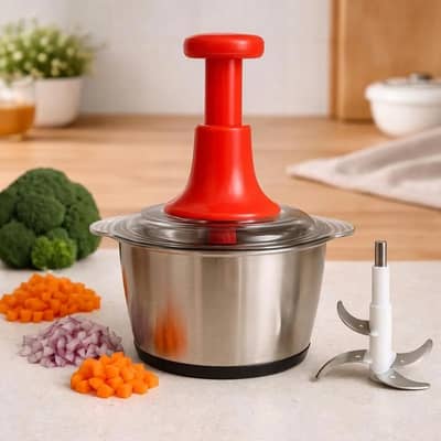 Stainless Steel Manual Food Chopper | Hand Pull Vegetable Cutter