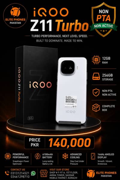 iQOO Z11 turbo | 12GB/256GB | snapdragon 8 gen 5 | Non PTA Non active