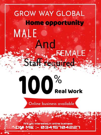 Male and female staff required|urgent hiring|online jobs