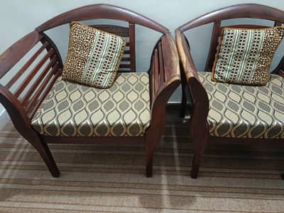 5-Seater Brown Wooden Sofa Set | Comfortable Multi-Foam Cushions
