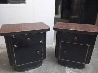 Wooden Double Bed with 2 Side Tables & 3 Storage Drawers
