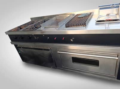 Commercial Cookin Range All in One with Sink, Exhaust Hood, drawer