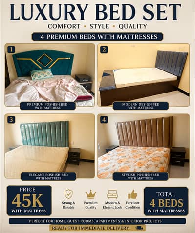 Luxury Poshish Bed | Modern Upholstered Bed | Premium Bedroom Furnitur