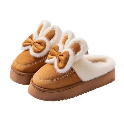 Thick soled cartoon cotton slippers women