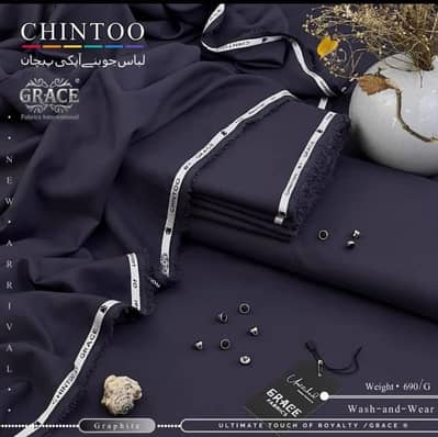 CHINTOO/GRACE©- Premium Tropical Wash'n Wear Fabric| Graphite