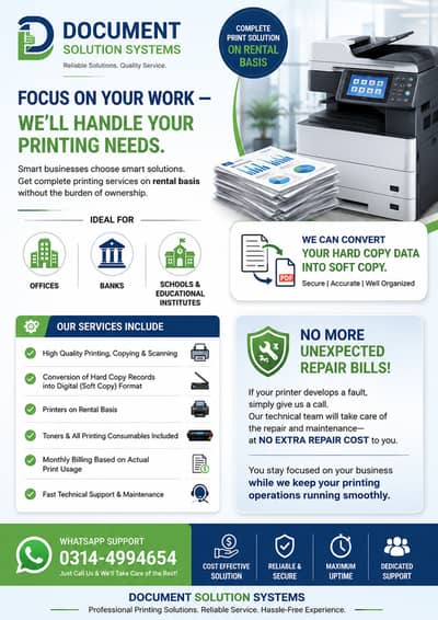 Photocopying,Printing & Scanning services for office, Banks and School