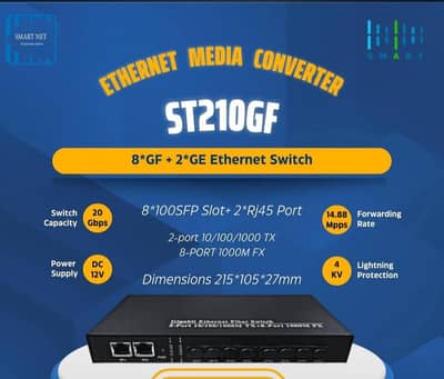 Fiber optic Gigabit Ethernet media converter ST210GF