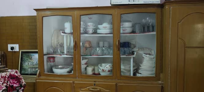 Showcase almari corner mokammal set furnicher