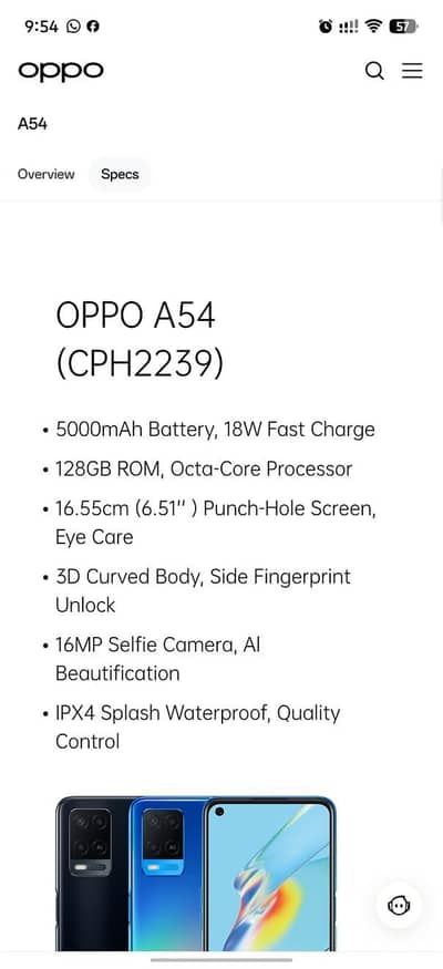 OPPO A54