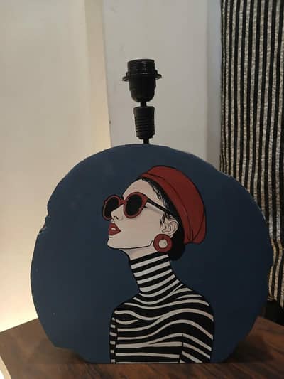 Hand painted wooden table lamp