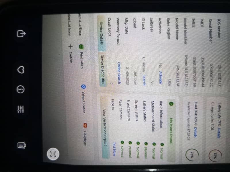Apple iPhone 14 . Memory 128 3