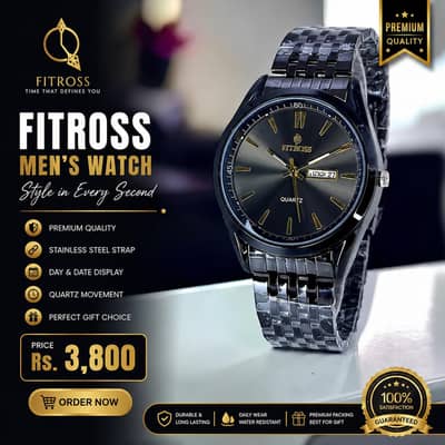 FITROSS Men's Premium Quartz Watch – Stainless Steel | Black Dial