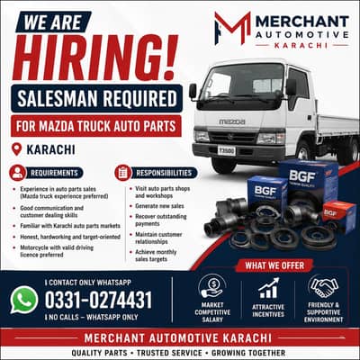 Experienced Salesman Required – Mazda Truck Auto Parts | Karachi