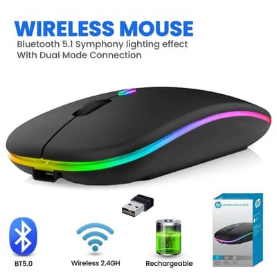 Stylish RGB Silent Wireless Mouse for Laptop