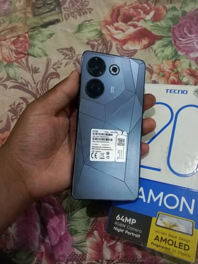 Tecno CAMON 20 16 256 gb boc charger sath sath ha