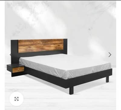 Diamond bed with side table and dressing