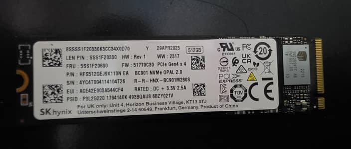 SKhynix NVMe 512 GB PCle Gen4 x 4 letest