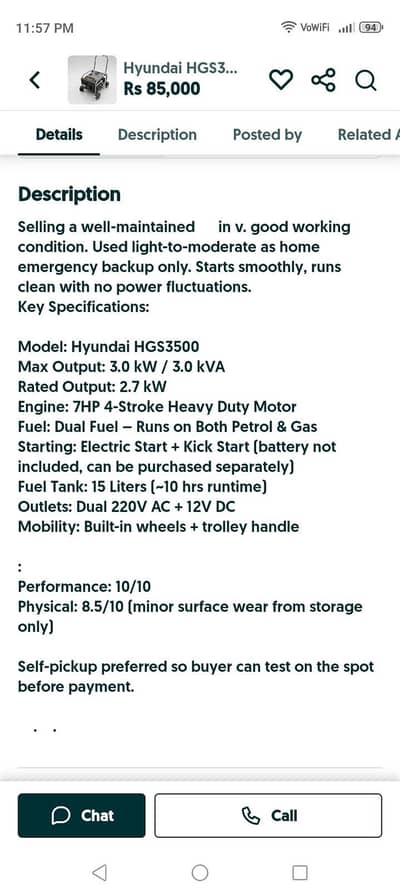 Generator Hyundai HGS-3500 3kW
