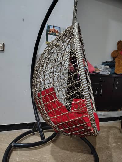 Selling Single Seater Hanging Egg Swing Chair with Stand & Cushion
