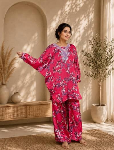 3 piece silk kaftan dress