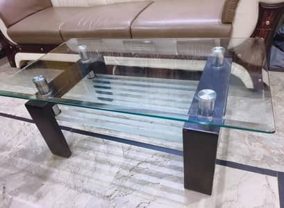 Premium Double Tempered Glass Coffee Table – Excellent Condition
