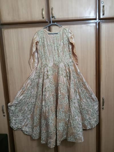 Heavy Golden Embroidered Maxi Dress with Dupatta