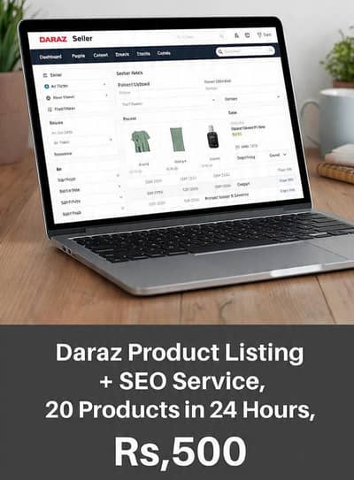 will do Daraz product listings+SEO+ 20 product in 24h  Rs_500