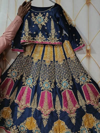 Navy Blue Designer Embroidered Wedding Dress