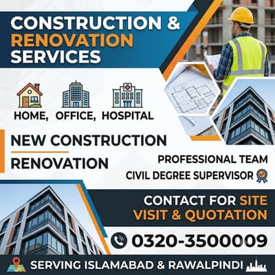 Professional Renovation Construction Services in Islamabad