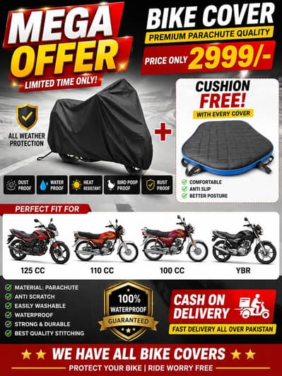 premium water proof bike cover+free seat cussion