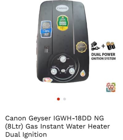 2 Canon Geyser IGWH-18DD  8Ltr Gas Instant Water Heater Dual Ignition