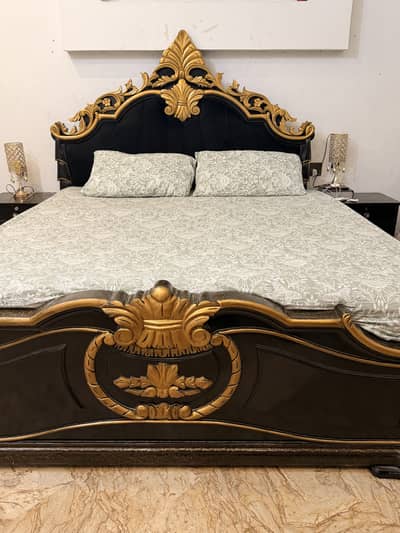 Pure Wooden Bed Set With 2 Side tables & Dressing Table