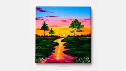 Handmade Acrylic Landscape Painting on Canvas – Wall Decor