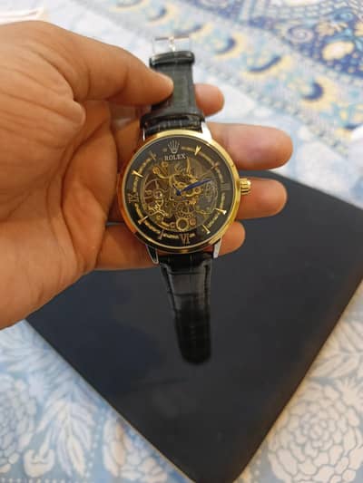 Rolex Skeleton Automatic Leather Strap Watches