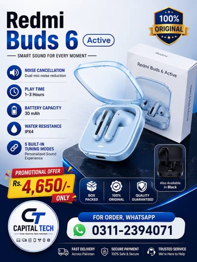 Redmi Buds 6 Active Original | Deep Bass | AI ENC | 30H Battery