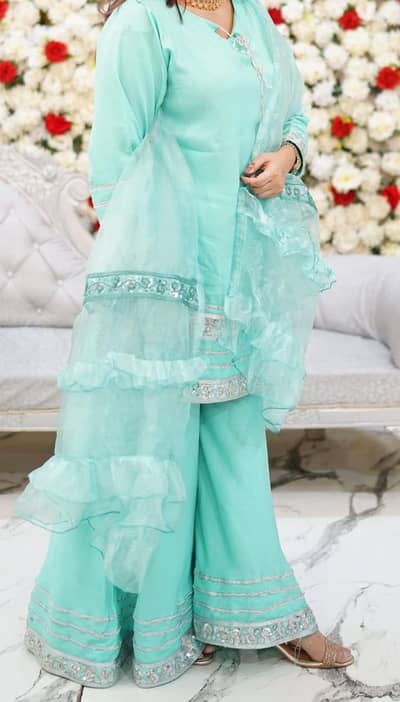 4 piece ghar kurti potli raw silk and organza dopata