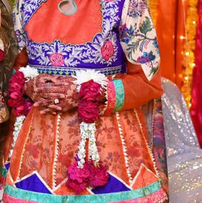 Lehnga floral and embroidered kurti with beautiful dopata