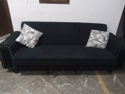 Black 3-Seater Sofa Cum Bed | Convertible Sofa Bed & Sleeper Sofa