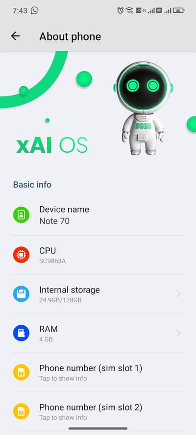 SEGO Note 70 4+8gb 128 GB exchange possible