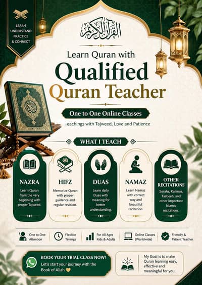 I am a female Quran Teacher you can learn any thing about Islam