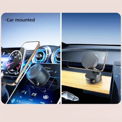 “Magnetic Phone Holder with Vacuum Grip — Zero Wobble, Full 360° Cont