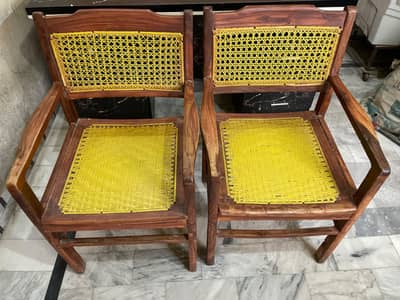 2 Wooden Arm Chairs | Cane Style | Used | Good Condition