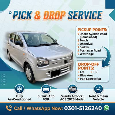 Pick & Drop Service | Suzuki Alto VXR,VXL AC | Rawalpindi to Islamabad