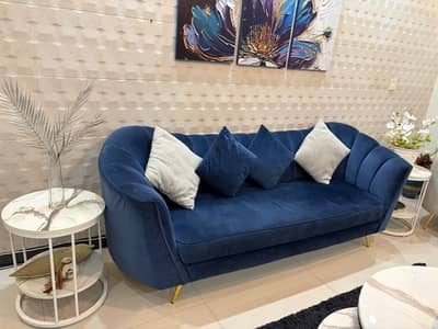 Royal Blue Velvet Sofa (3 Seater) / Coffe Chairs / Sofa Set