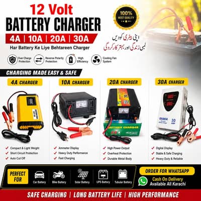 12 Volt Battery Charger Fast Speed AGS Osaka Home Company Available