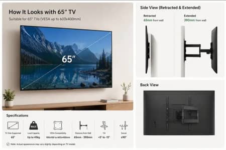 Wall mount 32--65 inch Full motion cantilever For LED,LCD & Plasma TV