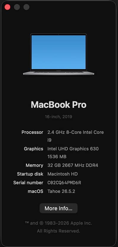 MacBook Pro 2019 (16-inch) – Core i9 | 32GB RAM | 500GB SSD