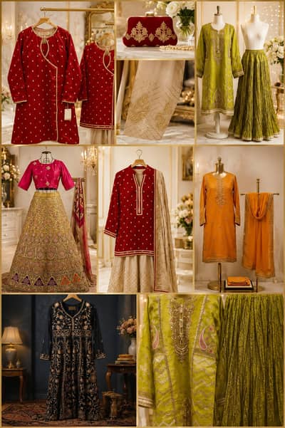 Bridal & Party Wear Dresses | Wedding Lehenga | Sharara | Maxi | 3 Pie
